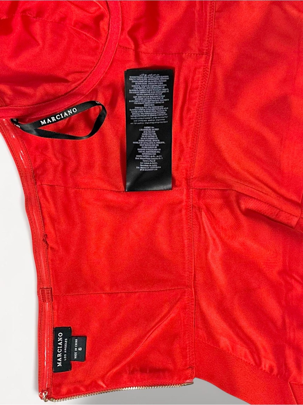 MARCIANO Red Satin Maura Bustier Peplum Corset Top Gold Zip Size 6 NWT - Picture 14 of 15